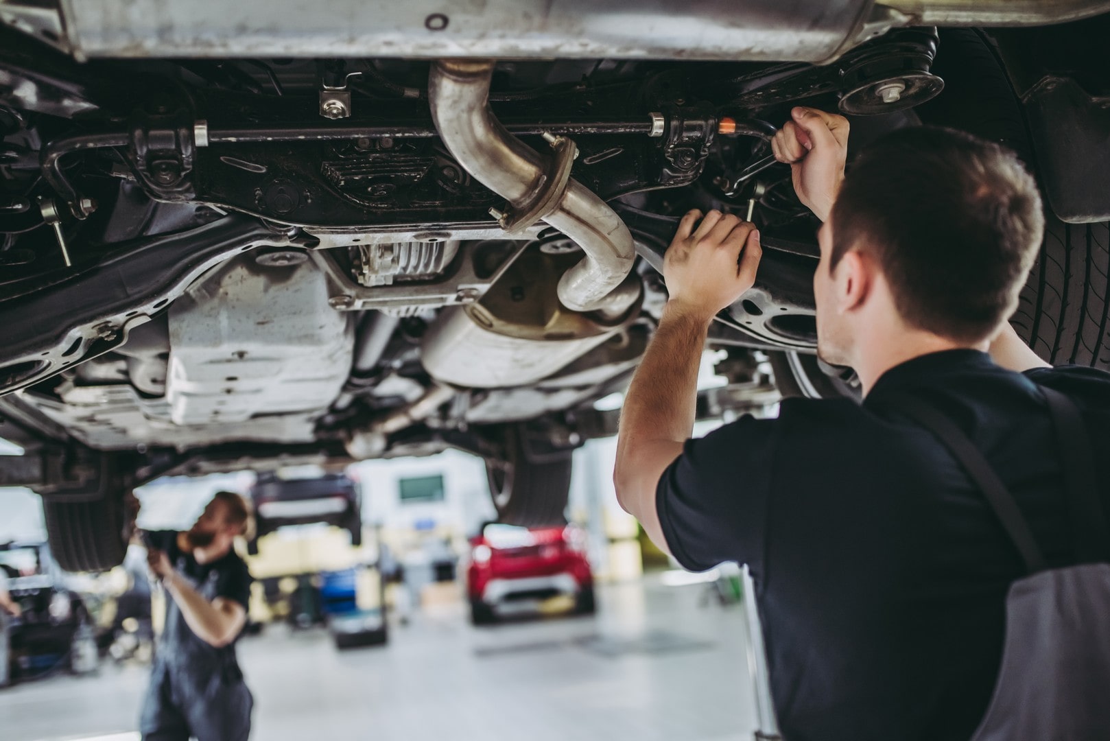 Mechanic working on a car